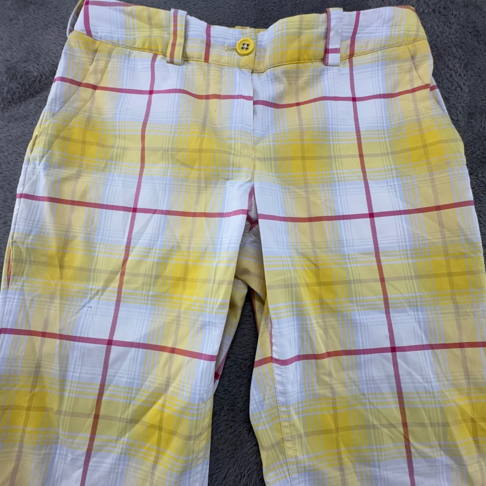 Nike Golf Tour Performance Plaid Shorts Women Size 4 Yellow Pink White Dri-Fit - Picture 11 of 13